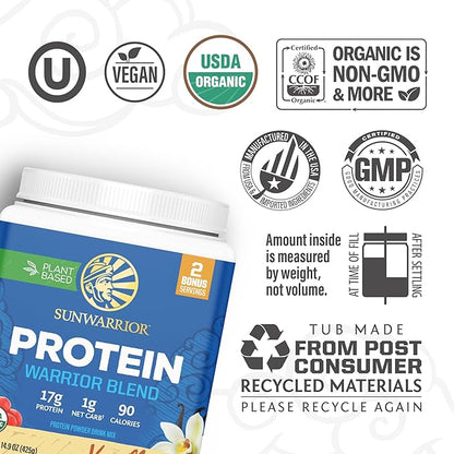 Organic Plant Based Protein Powder | Vegan Organic Protein Powder Vanilla Flavored with BCAA Amino