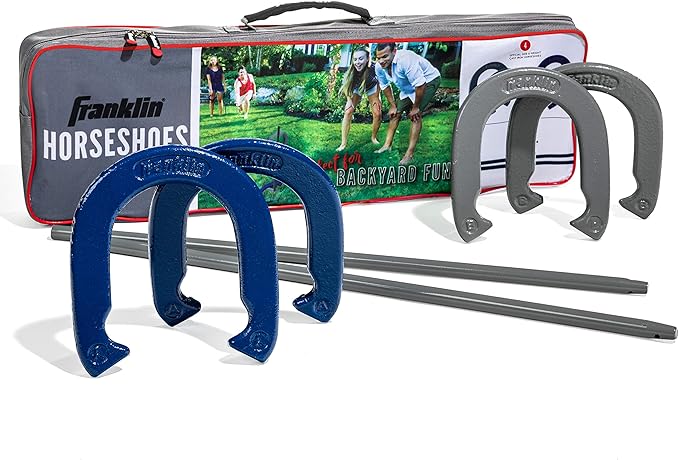 Franklin Sports Horseshoes Sets - Metal Horseshoe Game Sets for Adults + Kids - Official Weight