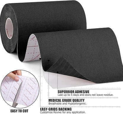 4 Rolls Uncut Kinesiology Tape, 4in x 5.5yd Extra Wide Waterproof Athletic Tape for Muscle Support