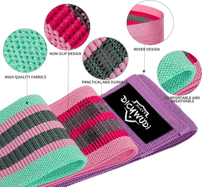 Fabric Resistance Bands for Working Out, 6Pack Non-Slip Exercise Bands for Women and Men, Fabric