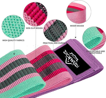 Fabric Resistance Bands for Working Out, 6Pack Non-Slip Exercise Bands for Women and Men, Fabric
