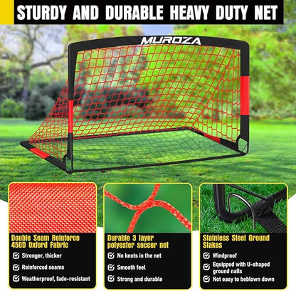 Soccer Goal, Kids Soccer Goals for Backyard Set, 2 Pack of Portable Pop Up Soccer Net with Soccer