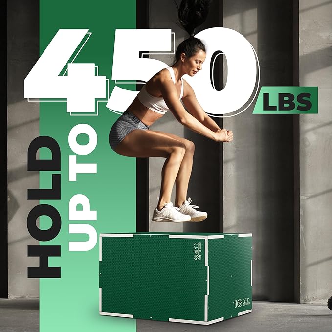 Yes4All 3 in 1 Non-Slip Wooden Plyo Box, Step Up Box for Workout, Plyometric Jump Box for Skipping
