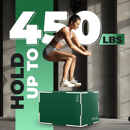 Yes4All 3 in 1 Non-Slip Wooden Plyo Box, Step Up Box for Workout, Plyometric Jump Box for Skipping
