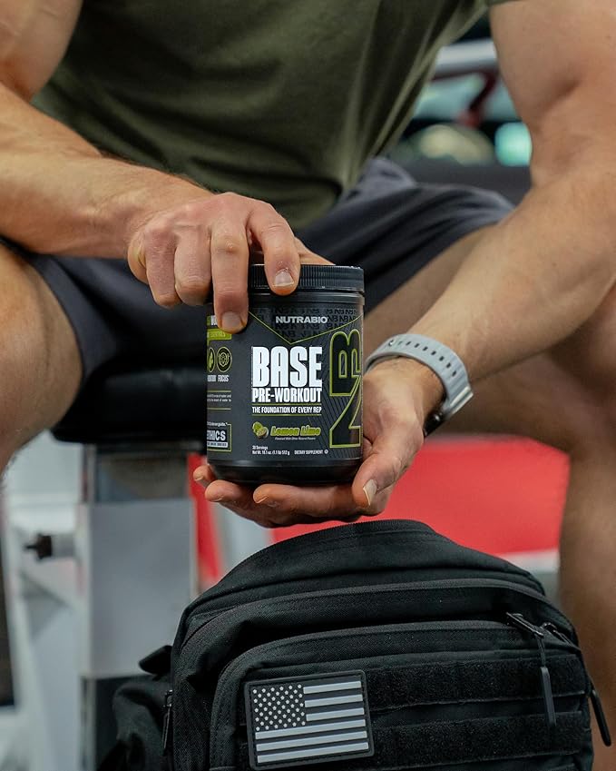 NutraBio Base Pre-Workout Powder 200mg Caffeine, Sustained Energy, Focus, Endurance, Pump, Sugar