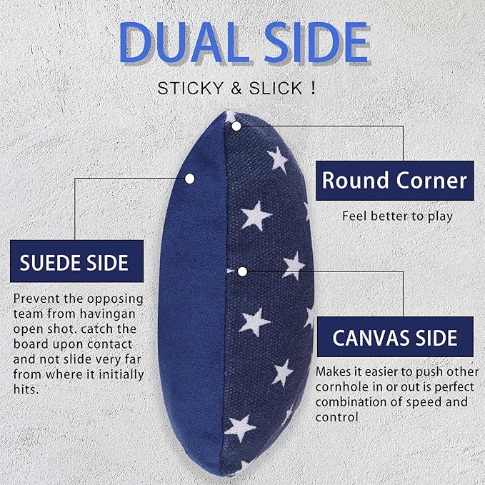EunHo Dual Sided Cornhole Bags Regulation Set of 8 Professional Cornhole Bean Bags Slick and Stick
