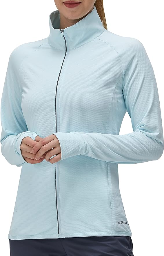 Women's UPF 50+ UV Sun Protection Clothing Long Sleeve Athletic Hiking Shirts Lightweight SPF Zip