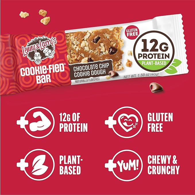 Lenny & Larry's Cookie-fied Bar ??Chocolate Chip Cookie Dough Vegan Protein Bars 9x45g ??Healthy