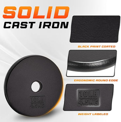 Yes4All Standard 1" Cast Iron Weight Plate - Ideal for Strength Training - Multiple Weight: 5LB to