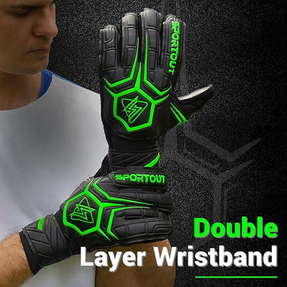 Sportout Goalie Gloves, Goalkeeper Gloves with Finger Protection, Breathable Soccer Goalie Gloves