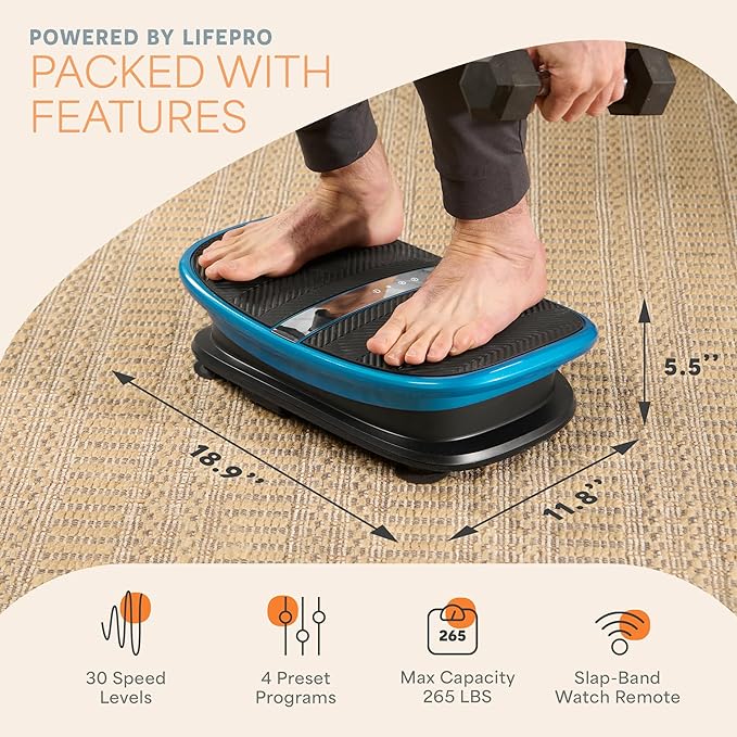 Lifepro Voice-Controlled Linear Vibration Plate ??Whole Body Curved Vibrating Platform with Heat