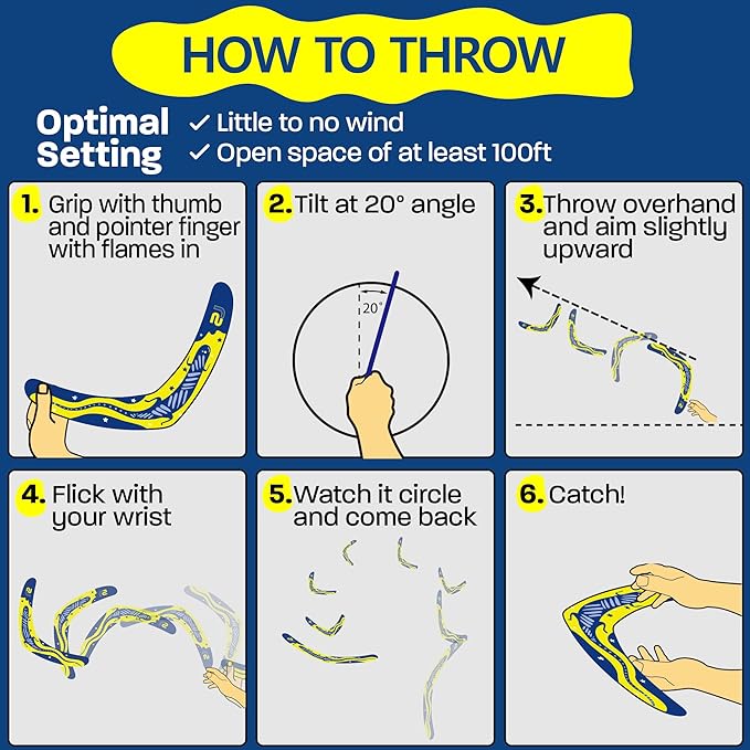 Boomerang for Adults & Kids - Fun Easy to Throw Boomerangs That Really Work - Soft to Catch Best