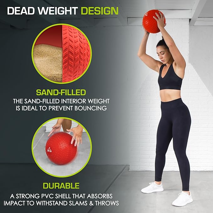 ProsourceFit Slam Medicine Balls 5, 10, 15, 20, 25, 30, 50lbs Smooth and Tread Textured Grip Dead