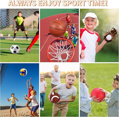 Leyndo 18 Pcs Sports Ball Set for Kids, Official Size Basketball Football Soccer Ball Playground
