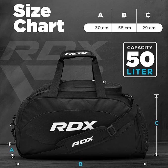 RDX 50L Gym Bag with Ventilated Shoes Compartment, All In One Backpack Duffle Holdall, Fitness