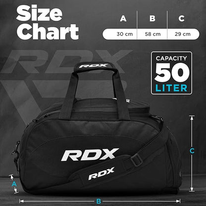 RDX 50L Gym Bag with Ventilated Shoes Compartment, All In One Backpack Duffle Holdall, Fitness