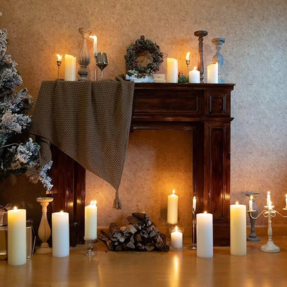 MOZEAL 4" x 12" Extra-Large Ivory Pillar Candles (Set of 2), Unscented,Dripless, Smokeless,Long