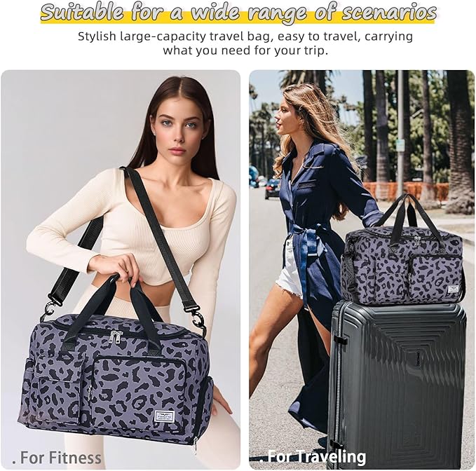 FIORETTO Women's Gym Duffle Bag with Shoes Compartment, 37L Capacity, Ideal for Travel, Gym