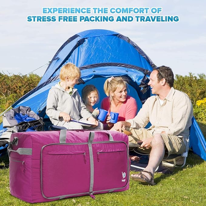 Bago Large Foldable Duffel Bags for Traveling Women & Men - 100L Packable Duffle Bag for Travel