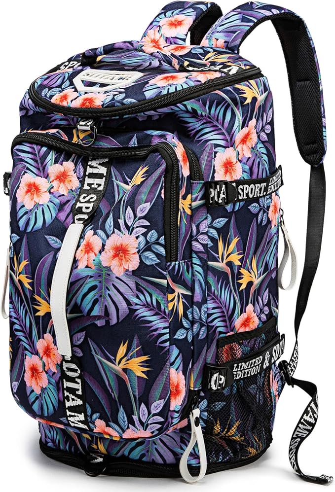 Gym Duffle Bag Backpack with Shoe Compartment,4 ways Travel Backpack for Women and