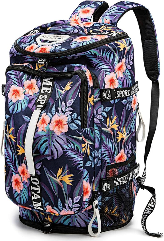 Gym Duffle Bag Backpack with Shoe Compartment,4 ways Travel Backpack for Women and