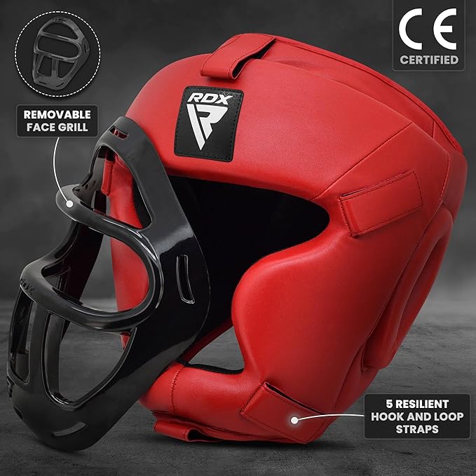 RDX Boxing Headgear MMA Muay Thai, Removable Face Grill, Head Gear for Sparring Grappling Martial