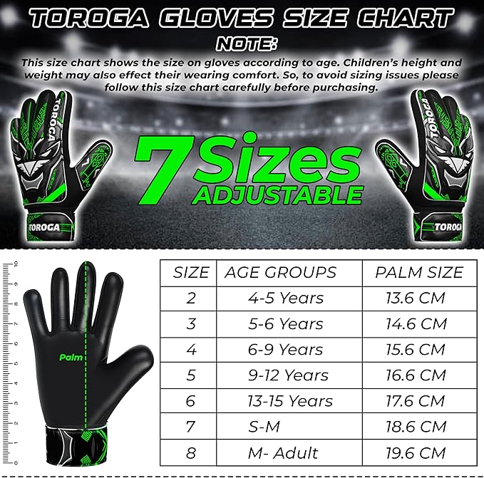 Goalkeeper Gloves for Kids & Youth – Soccer Goalie Gloves, Strong Latex Grip, Double Wrist Support