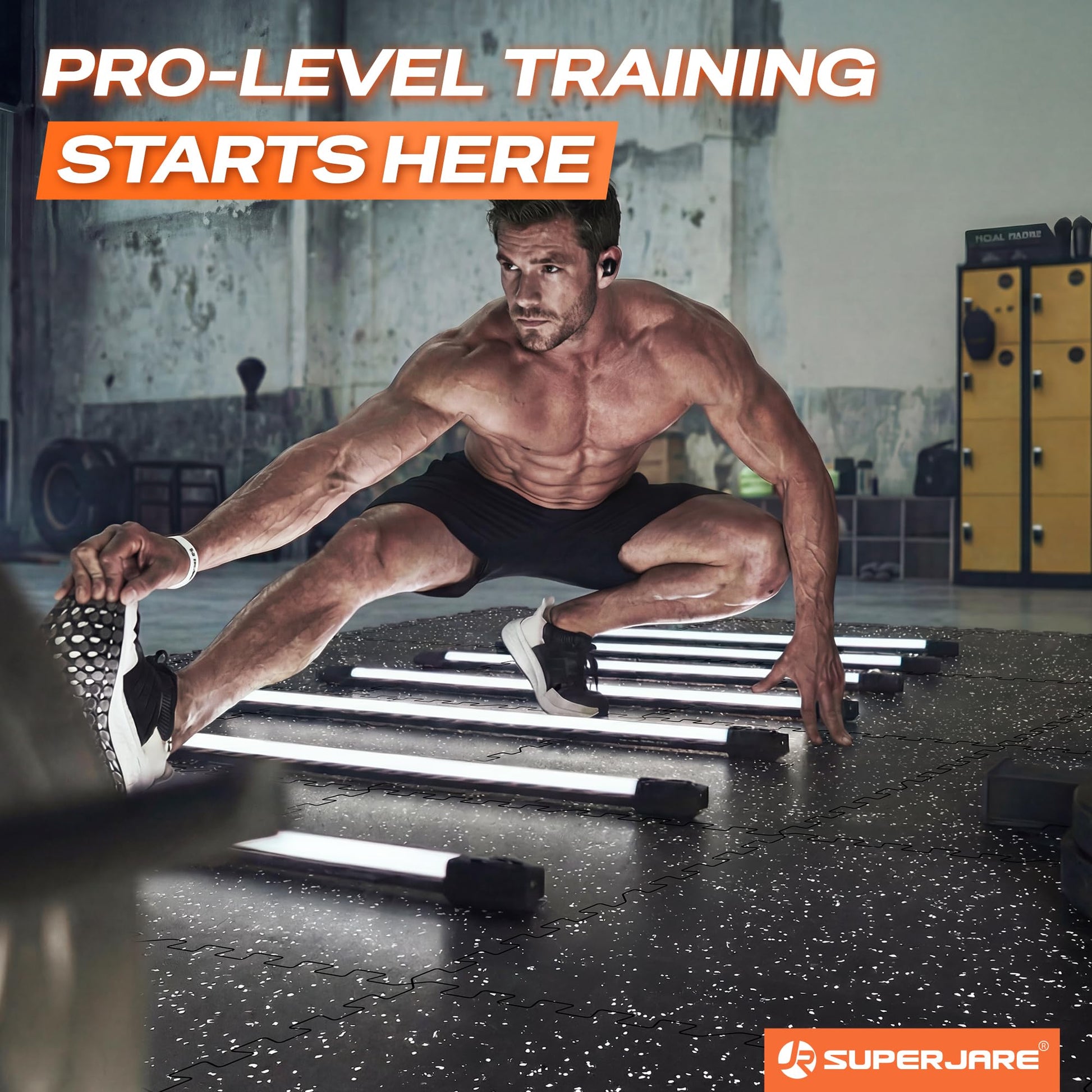 SUPERJARE 0.56'' Thick 48 Sq Ft Rubber Top Gym Flooring for Home Gym
