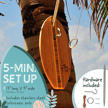Tiki Toss Ring Toss Game for Adults & Kids - Hook and Ring Games with String and Hooks for