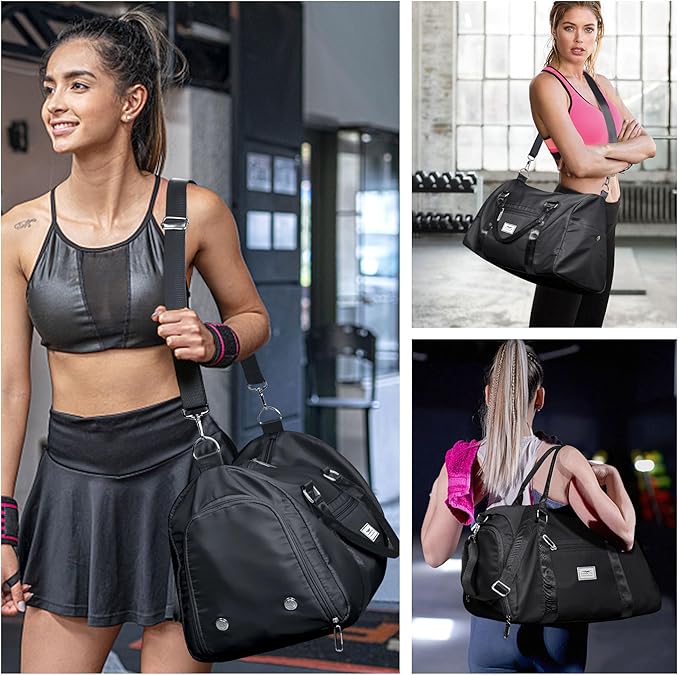 FIORETTO Womens Gym Tote Duffle Bag with Wet Pocket & Shoe Compartment, Sports Duffel Overnight