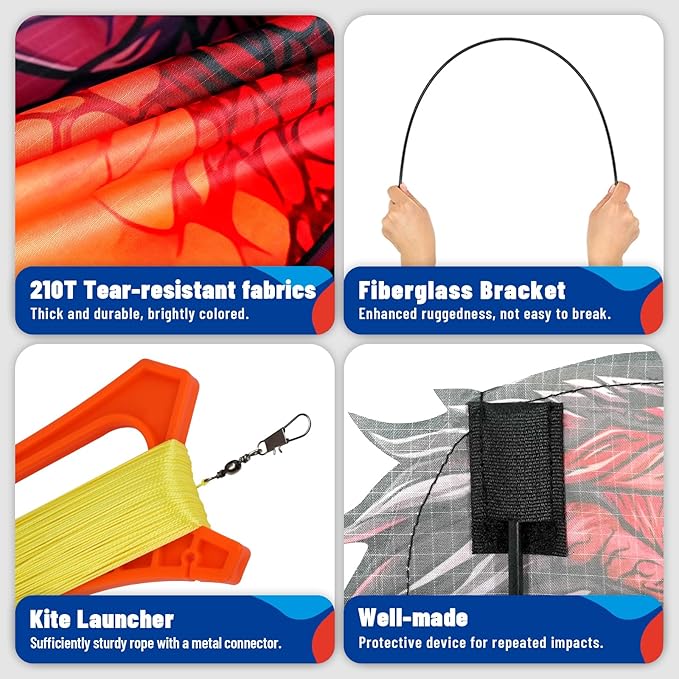 Complete Kite with Handle, Line & Accessories,Easy to Fly for Kids & Adults, Perfect for Beach