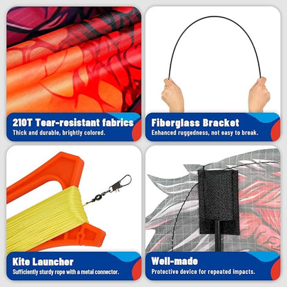 Complete Kite with Handle, Line & Accessories,Easy to Fly for Kids & Adults, Perfect for Beach