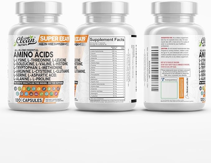 Clean Nutraceuticals Amino Acids Supplement L-Lysine, L-Threonine, L-Leucine, Isoleucine, Valine