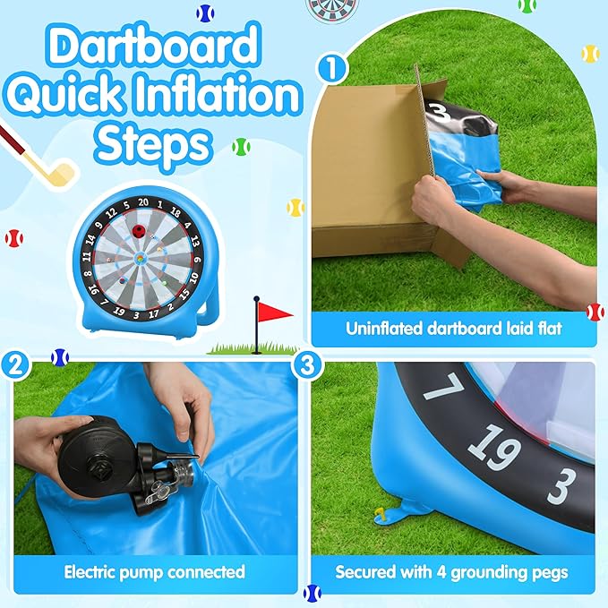 6FT Inflatable Dartboard, Giant Kick Darts Soccer Darts Golf & Throw Dart with Air Pump, Giant