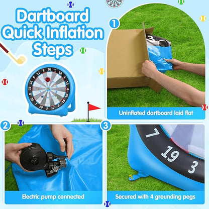 6FT Inflatable Dartboard, Giant Kick Darts Soccer Darts Golf & Throw Dart with Air Pump, Giant