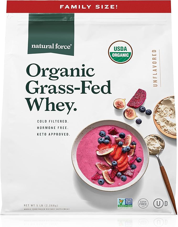 Natural Force Grass Fed Organic Whey Protein Powder ??Non GMO Verified, Humane Certified & Lab