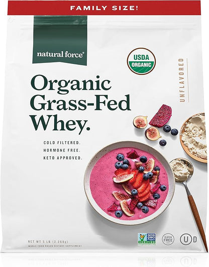 Natural Force Grass Fed Organic Whey Protein Powder ??Non GMO Verified, Humane Certified & Lab