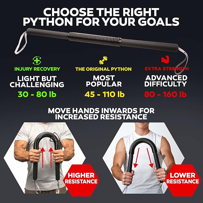 Python Power Twister Bar - Upper Body Exercise for Chest, Shoulder, Forearm, Bicep and Arm