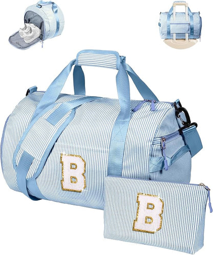 Birthday Gifts for 6 7 8 9 10 11 12 Year Old Girls,Girl Gym Bag, Kids Initial Overnight Duffel Bags
