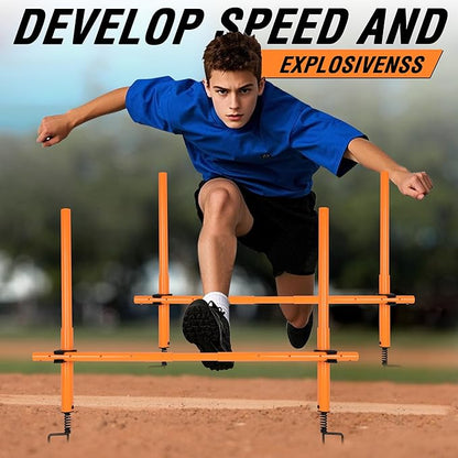 Hikeen Telescopic Length Soccer Poles Fixed & Collapsible Options Agility Training Hurdles and