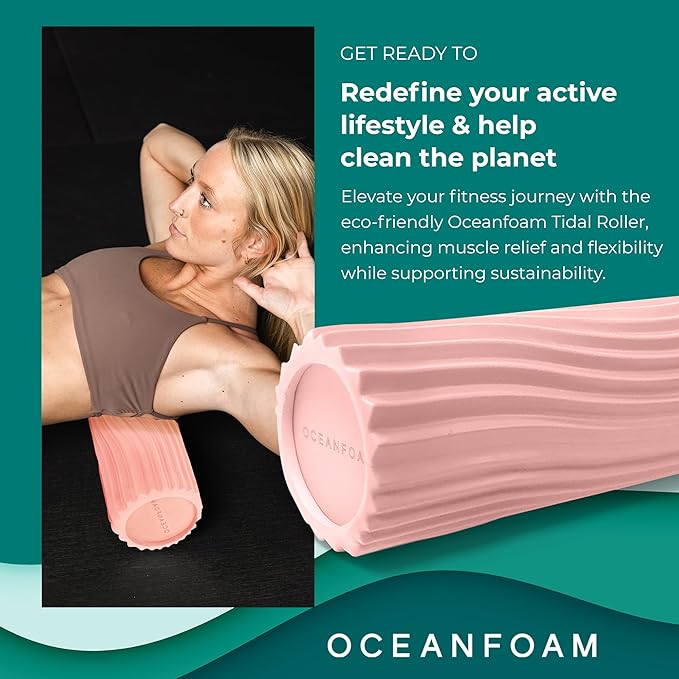 Oceanfoam Tidal Roller - Blush - Muscle Massage Foam Roller for Back Pain & Stretching - Firm and