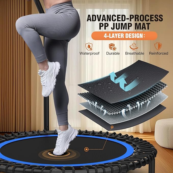 ANCHEER 40" Foldable Mini Trampoline,Max Load 450lbs/550lbs Indoor Trampoline,with 4 Level