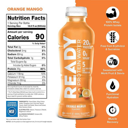 Ready® Protein Water ??20g Whey Protein Isolate, Zero Sugar, Low-Calorie Sports Drink for Hydration