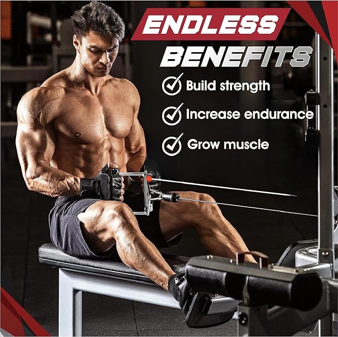 Yes4All Tricep Press Down Cable Machine Attachment Set, LAT Pulldown Attachment, Cable Machine