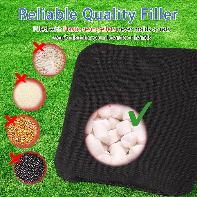 EunHo Dual Sided Cornhole Bags Regulation Set of 8 Professional Cornhole Bean Bags Slick and Stick