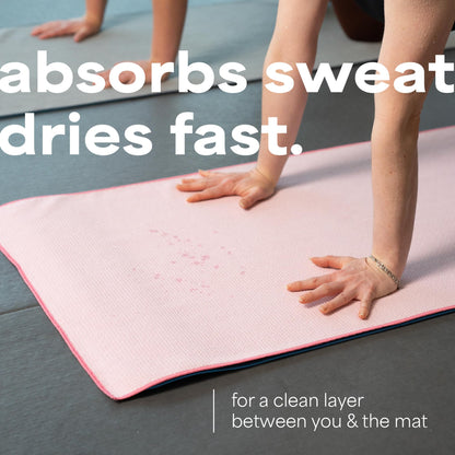 S&T INC. Aura Microfiber Yoga Mat Towel with Grip, 2 Pack, 24" x 72", Pink