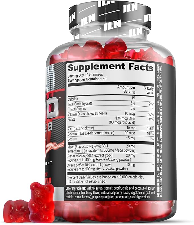 Iron Labs Nutrition Testo Gummies for Men (60 Gummies) - High Strength Booster for Men - Mixed