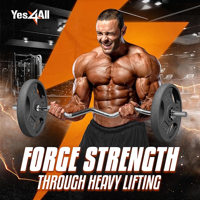 Yes4All Standard 1-Inch Grip Weight Plates, Cast Iron with Multiple Sizes from 2.5 lb to 35 lb for