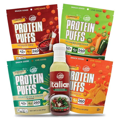 Twin Peaks Protein Puffs & Italian Dressing Starter Pack – Low Carb, Keto-Friendly, High Protein