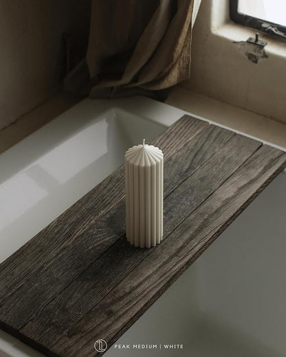 LAWA Ribbed Peak Pillar Candle - Large Beautiful Handmade Pillar Scented Soy Wax Candle Elegant